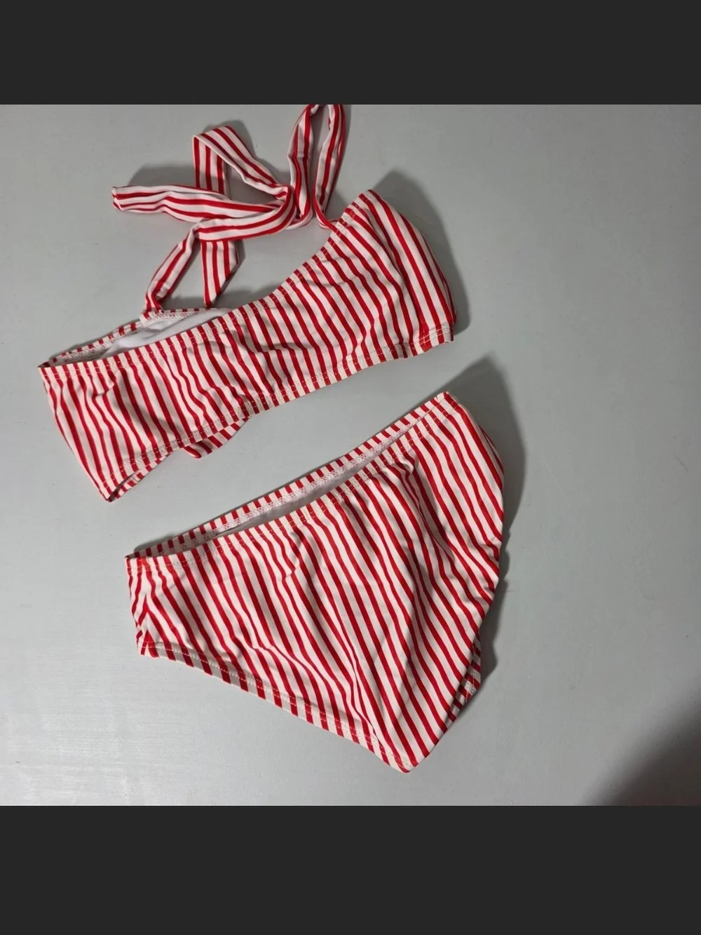 Red & White Striped Bikini Set
